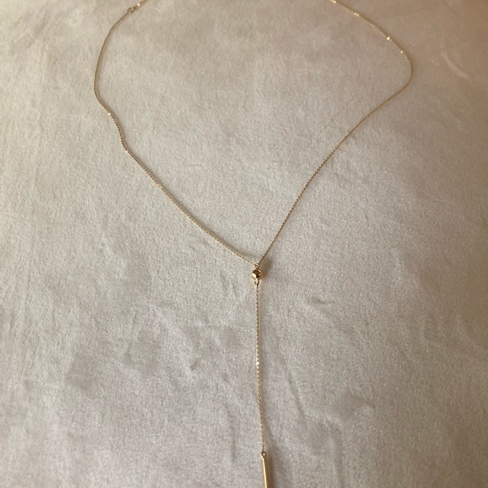 COPY - 14k Yellow gold lariat Y necklace